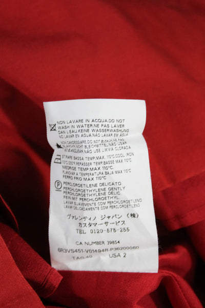 RED Valentino Womens Sheath Dress Red Boat Neck Short Sleeve Zip Acetate Size 2