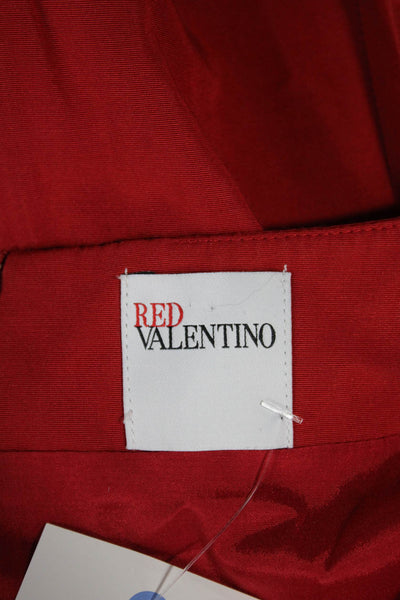 RED Valentino Womens Sheath Dress Red Boat Neck Short Sleeve Zip Acetate Size 2