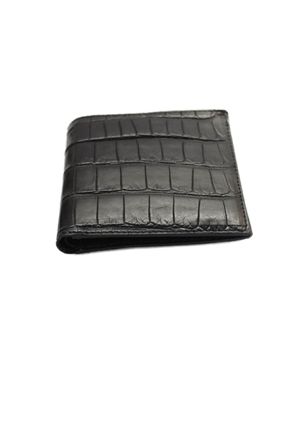 Tardini Mens Genuine American Alligator Bifold Large Wallet Black