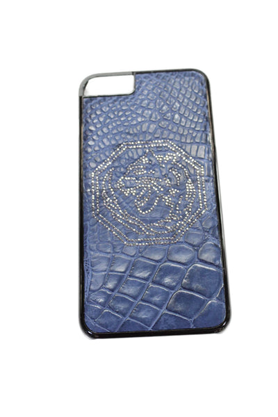 Tardini Unisex Adults Blue Genuine American Alligator Jeweled iPhone Case Black