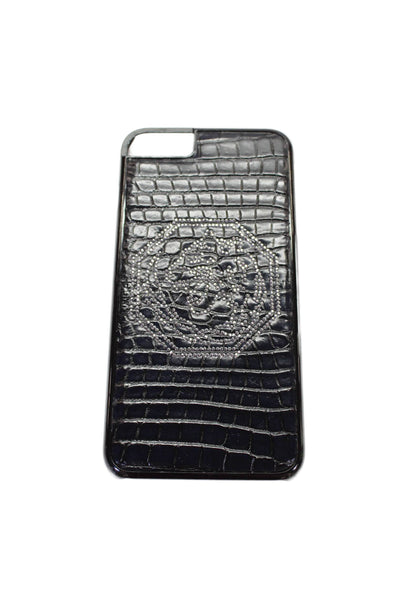 Tardini Unisex Black Genuine American Alligator Jeweled Large iPhone Case Black