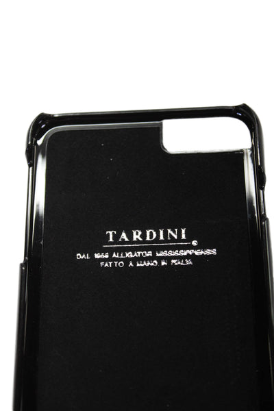 Tardini Unisex Black Genuine American Alligator Jeweled Large iPhone Case Black