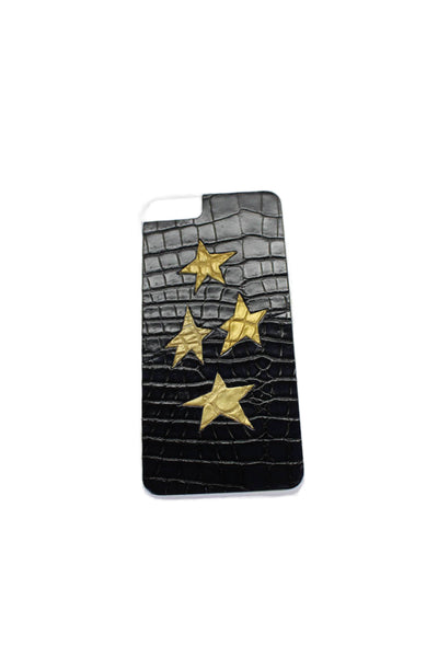 Tardini  Black Genuine American Alligator Geometric Large iPhone Case White