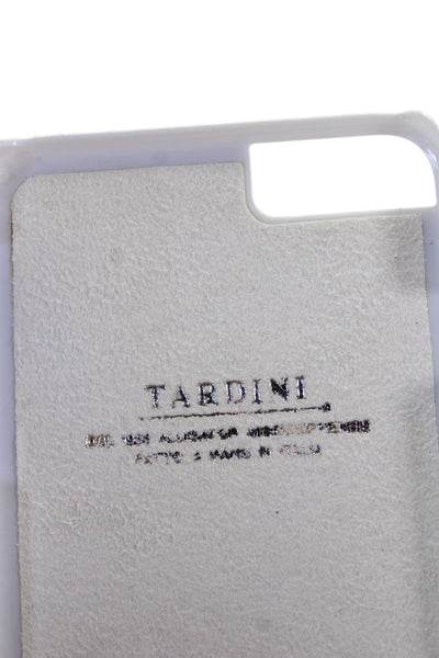 Tardini Unisex Blue Genuine American Alligator Geometric iPhone Case White