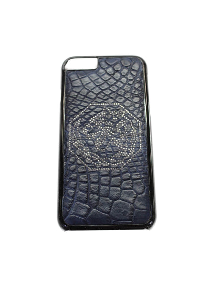 Tardini Unisex Adults Navy Genuine American Alligator Jeweled iPhone Case Black