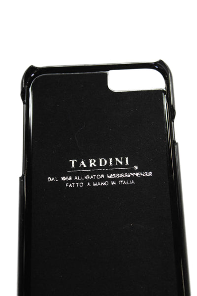 Tardini Unisex Adults Navy Genuine American Alligator Jeweled iPhone Case Black