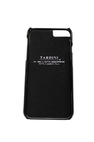 Tardini Unisex Adults Brown Genuine American Alligator Jeweled iPhone Case Black