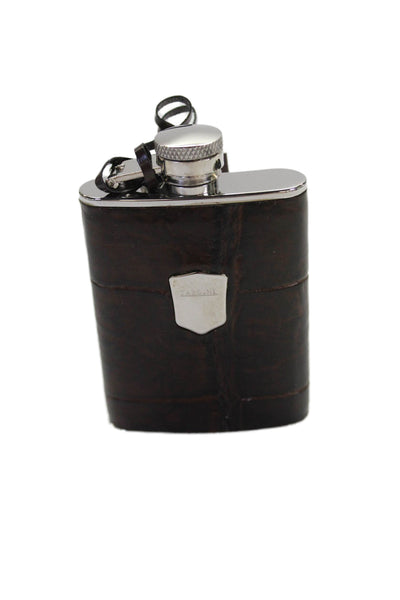 Tardini Unisex Adults Genuine American Alligator Small Flask Dark Brown