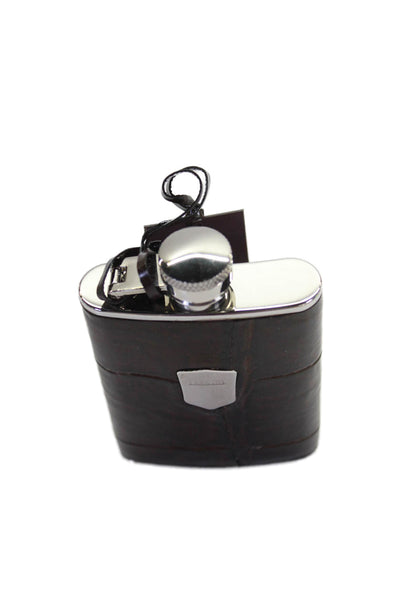 Tardini Unisex Adults Genuine American Alligator Small Flask Dark Brown