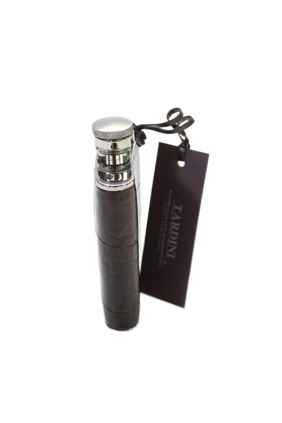 Tardini Unisex Adults Genuine American Alligator Small Flask Dark Brown