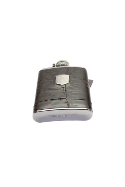 Tardini Unisex Adults Genuine American Alligator Small Flask Dark Brown