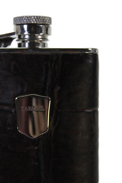 Tardini Unisex Adults Genuine American Alligator Small Flask Dark Brown