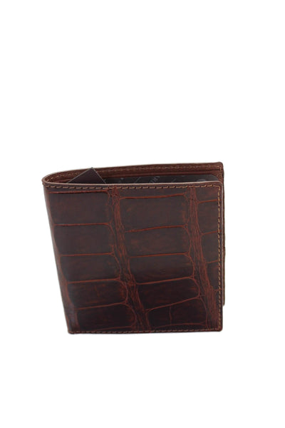 Tardini Mens Genuine American Alligator Bifold Large Wallet Brown
