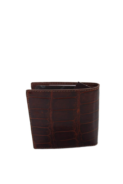 Tardini Mens Genuine American Alligator Bifold Large Wallet Brown