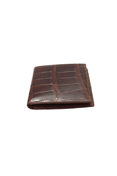 Tardini Mens Genuine American Alligator Bifold Large Wallet Brown