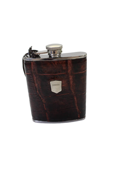 Tardini Unisex Adults Genuine American Alligator Large Flask Brown