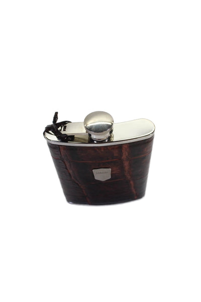 Tardini Unisex Adults Genuine American Alligator Large Flask Brown