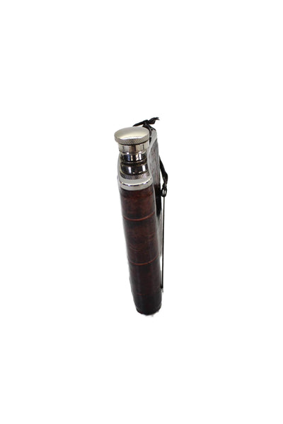 Tardini Unisex Adults Genuine American Alligator Large Flask Brown