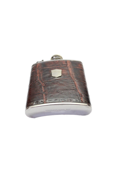 Tardini Unisex Adults Genuine American Alligator Large Flask Brown
