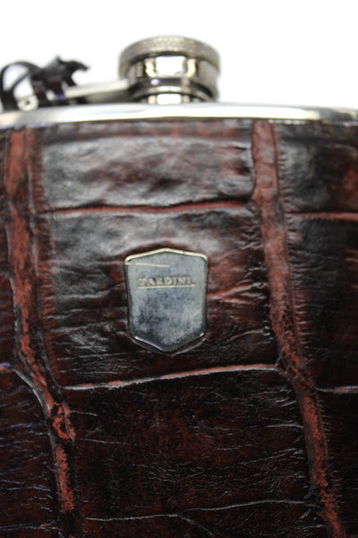 Tardini Unisex Adults Genuine American Alligator Large Flask Brown
