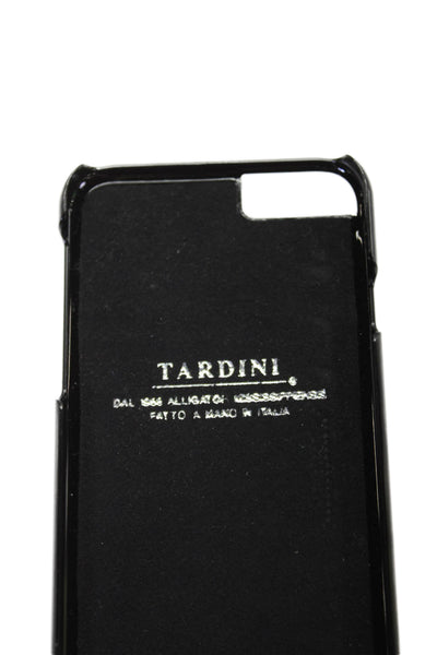 Tardini Unisex Adults Blue Genuine American Alligator Jeweled iPhone Case Black