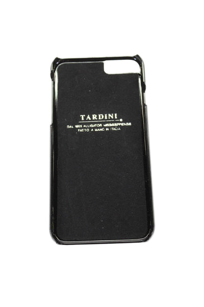 Tardini Unisex Adults Black Genuine American Alligator Jeweled iPhone Case Black