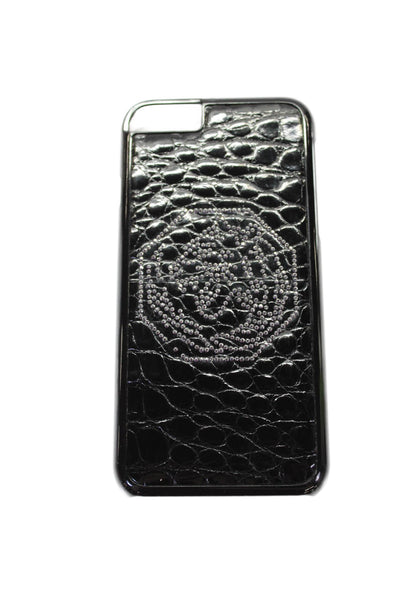 Tardini Unisex Adults Black Genuine American Alligator Jeweled iPhone Case Black
