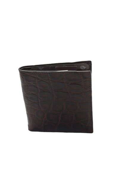 Tardini Mens Genuine American Alligator Bifold Large Wallet Dark Brown