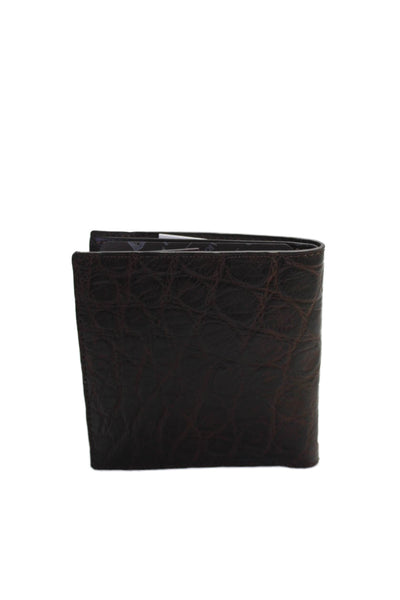 Tardini Mens Genuine American Alligator Bifold Large Wallet Dark Brown