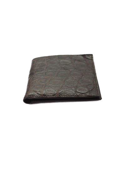 Tardini Mens Genuine American Alligator Bifold Large Wallet Dark Brown