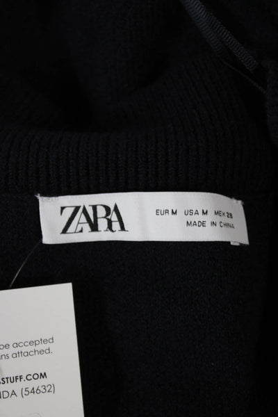 Zara Womens Cardigan Black V-Neck Long Sleeve Polyester Size M