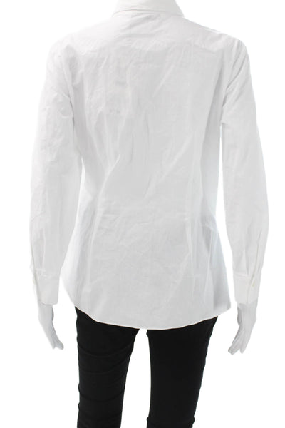 Zara Women White Cotton Collared Long Sleeve Tunic Button-Up Size S