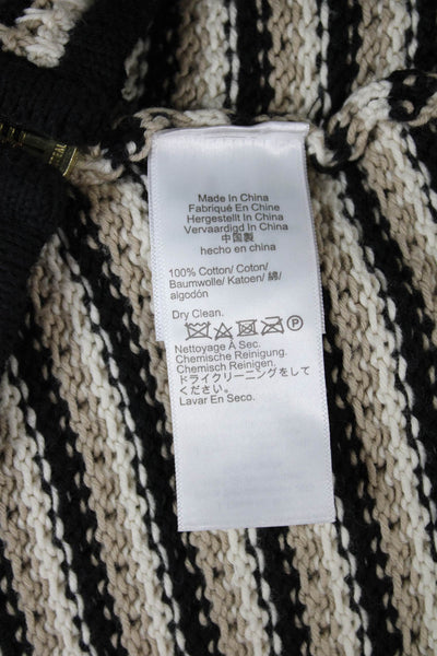 J Crew Womens Black Full Zip Collared Geometric Cotton Sweater Longsleeve Size S