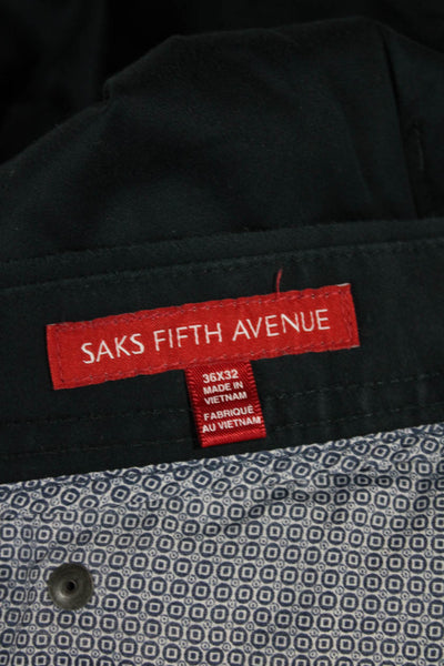 Saks Fifth Avenue Mens Blue Cotton Chino Pants Button Closure Size 36