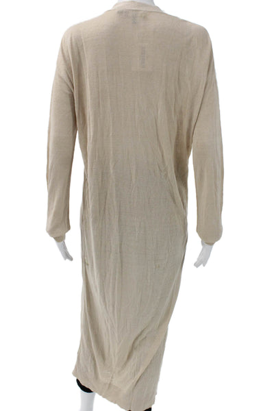 Theory Womens Beige Linen V-Neck Long Sleeve Cardigan Size S
