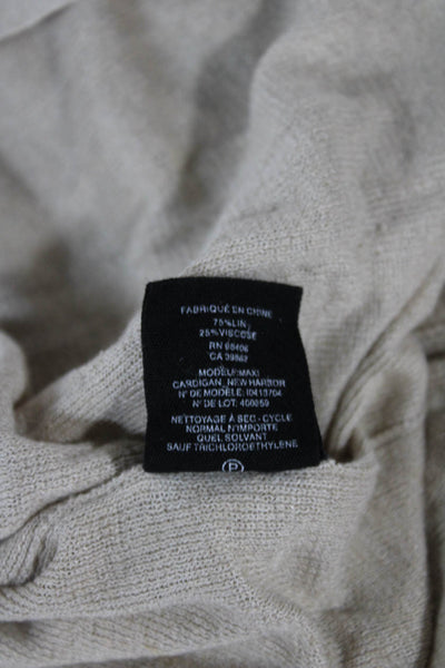 Theory Womens Beige Linen V-Neck Long Sleeve Cardigan Size S