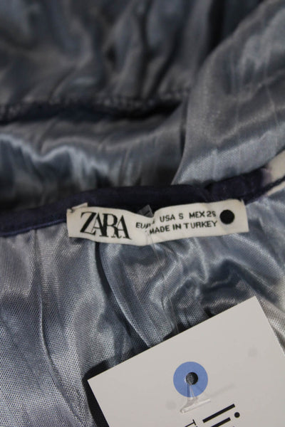 Zara Womens Maxi Dress Blue Tie Dye Square Neck Sleeveless Polyester Size S
