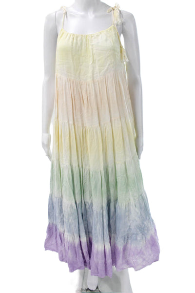 Storia Womens Multicolor Rayon Scoop Neck Sleeveless Maxi Dress Pullover Size M
