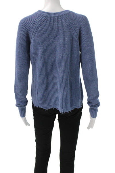 Cotton By Autumn Cashmere Women Pullover Sweater Blue Crew Neck Cotton Size M