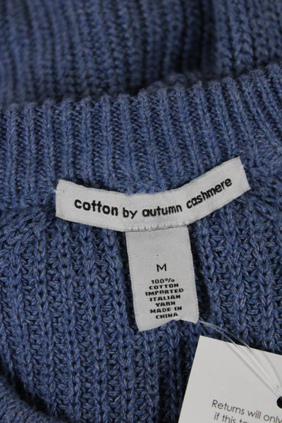 Cotton By Autumn Cashmere Women Pullover Sweater Blue Crew Neck Cotton Size M