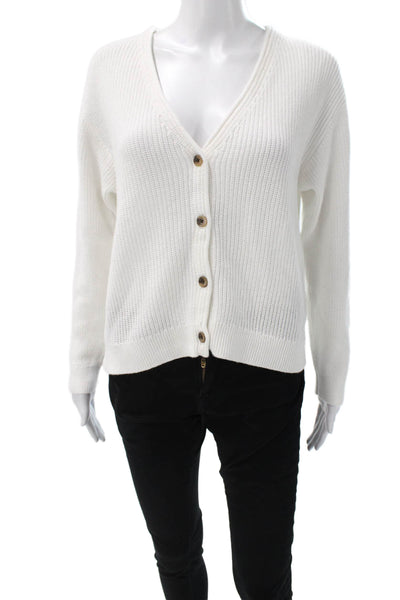 Velvet by Graham & Spencer Womens White V-Neck Long Sleeve Cardigan Size S