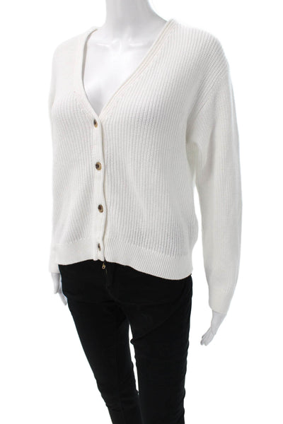 Velvet by Graham & Spencer Womens White V-Neck Long Sleeve Cardigan Size S