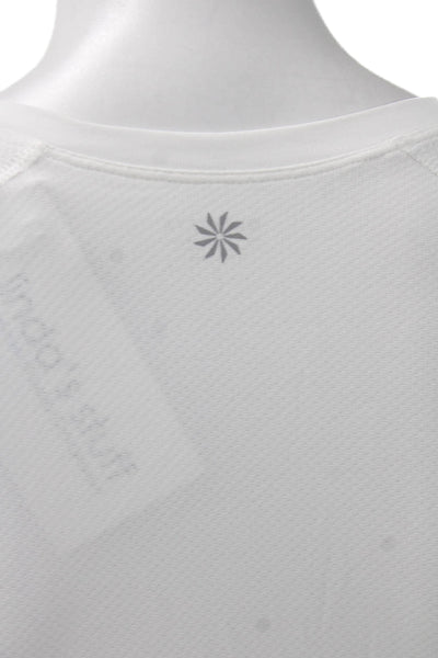 Athleta Womens White Short Sleeve Crew Neck Basic T-Shirt Nylon Size S