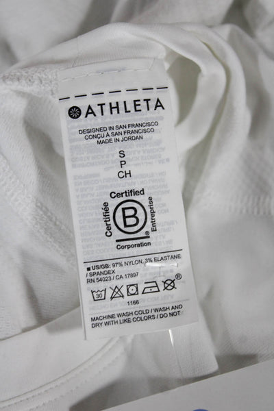 Athleta Womens White Short Sleeve Crew Neck Basic T-Shirt Nylon Size S