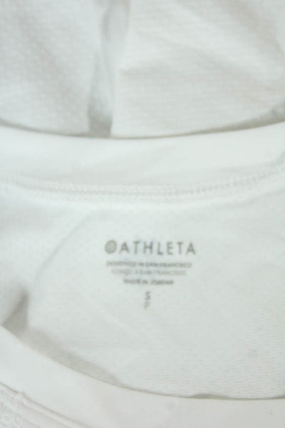 Athleta Womens White Short Sleeve Crew Neck Basic T-Shirt Nylon Size S