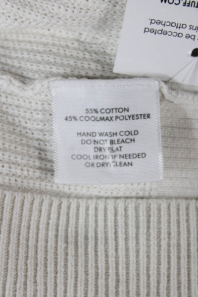 White + Warren Women V Neck Cotton Pullover Long Sleeve White Size S