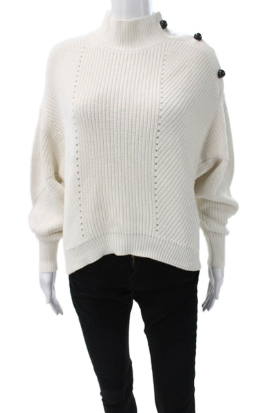 Joie Women Pullover Sweater Ivory Cotton Mock Neck Long Sleeve Size S