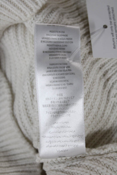 Joie Women Pullover Sweater Ivory Cotton Mock Neck Long Sleeve Size S