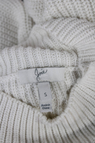 Joie Women Pullover Sweater Ivory Cotton Mock Neck Long Sleeve Size S