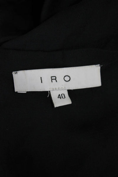 IRO Women Tunic Blouse Black V-Neck Lace Up Long Sleeve Viscose Size 40